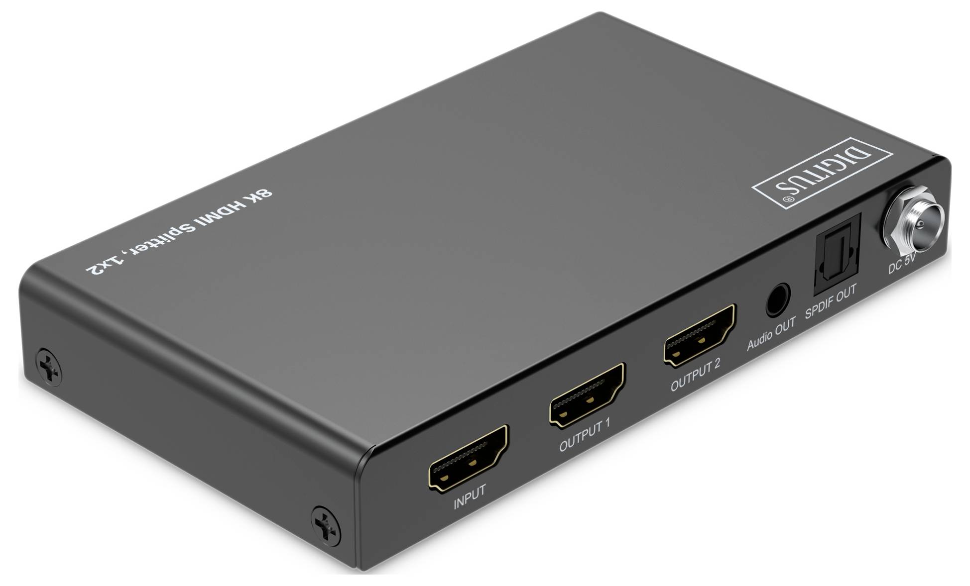 Digitus DS-55339 1+2 Port HDMI-Splitter Metallgehäuse, LED-Anzeige, mit Status-LEDs, zur internen Verwendung 7680 x 4320 Pixel