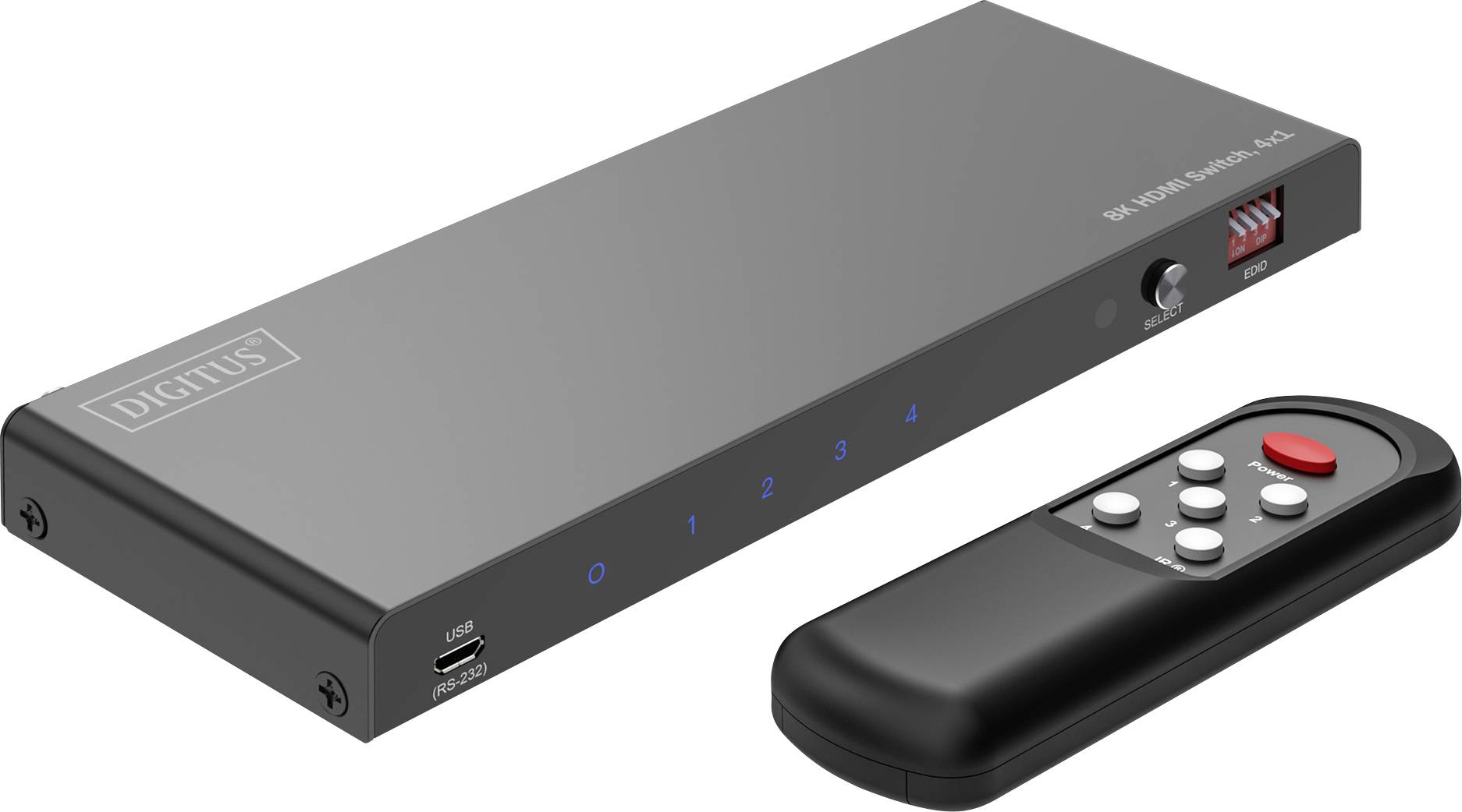 Digitus DS-55335 HDMI-Switch LED-Anzeige, Metallgehäuse, mit Fernbedienung, Ultra HD-fähig 7680 x 4
