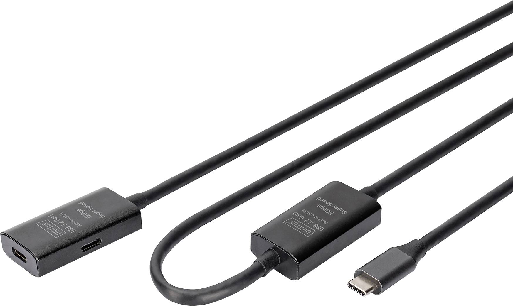 Digitus USB-C® Kabel USB 3.2 Gen1, USB 3.2 Gen1, USB 3.0 USB-C®, USB-C® Buchse, USB-C® Stecker 10.00m Schwarz Aktiv mit