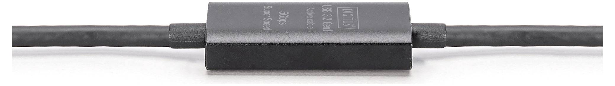 Digitus USB-C® Kabel USB 3.2 Gen1, USB 3.2 Gen1, USB 3.0 USB-C®, USB-C® Buchse, USB-C® Stecker 10.00m Schwarz Aktiv mit