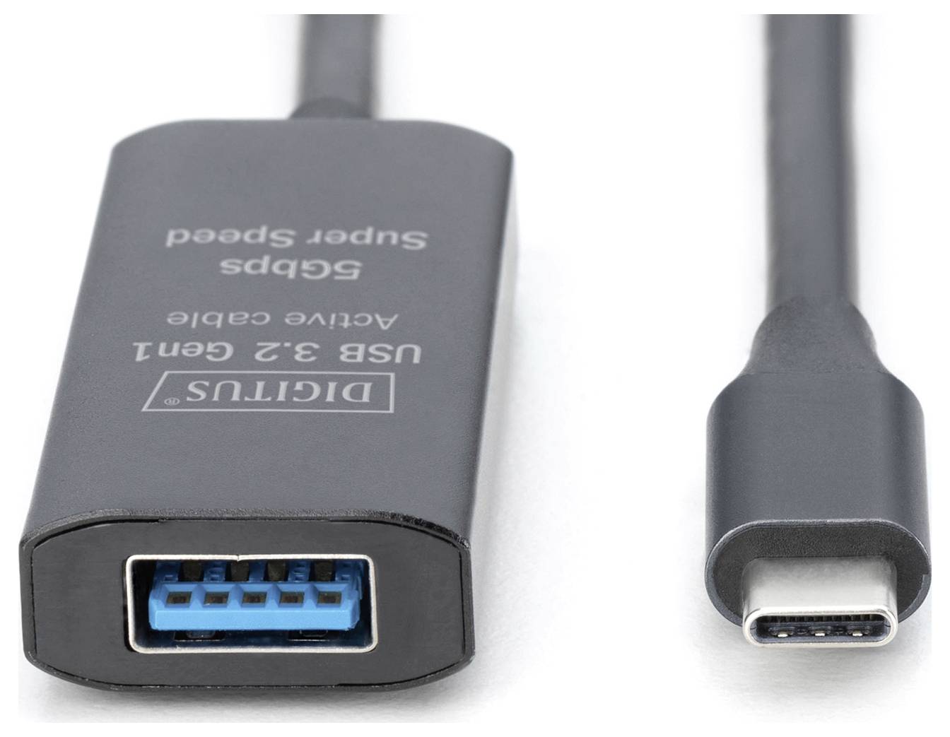 Digitus USB-Kabel USB 3.2 Gen1, USB 3.2 Gen1, USB 3.0 USB-C®, USB-C® Stecker, USB-A Buchse 5.00m Schwarz Aktiv mi