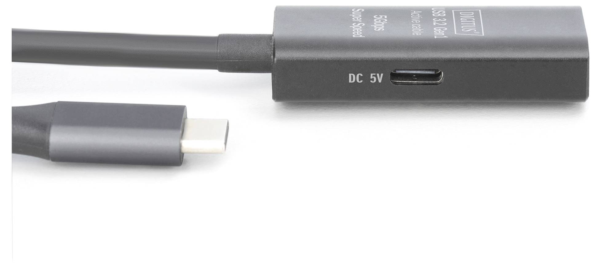 Digitus USB-Kabel USB 3.2 Gen1, USB 3.2 Gen1, USB 3.0 USB-C®, USB-C® Stecker, USB-A Buchse 10.00m Schwarz Aktiv mi