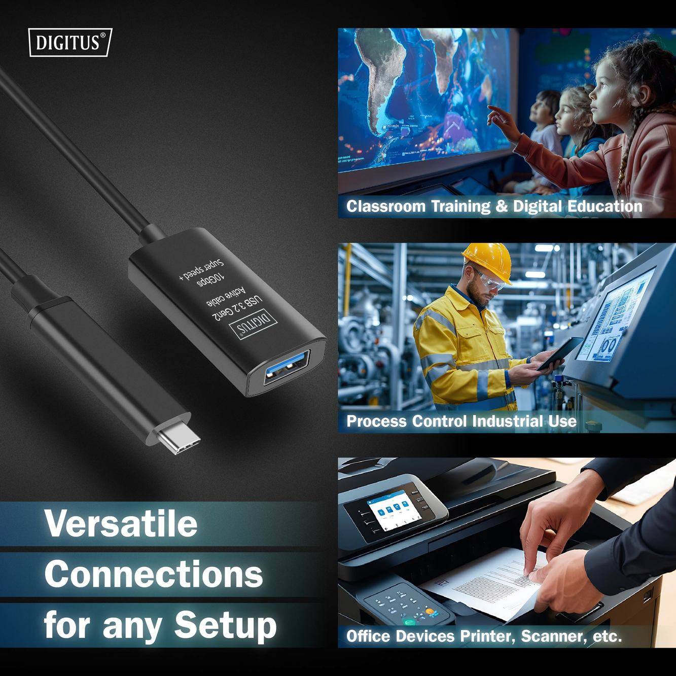 Digitus USB-Kabel USB 3.2 Gen2, USB 3.2 Gen2, USB 3.2 Gen1, USB 3.2 Gen1, USB 3.1 Gen2, USB 3.1 Gen