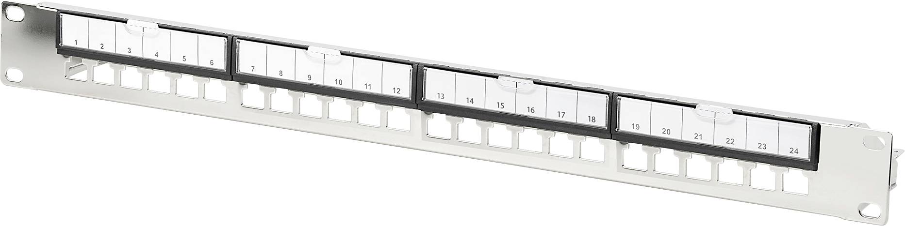 Digitus DN-91411-G 24 Port Patch-Panel 483mm (19") 1 HE Stahl, Verzinkt, Schwarz, Schwarz (RAL 9005), Metall Unbestückt