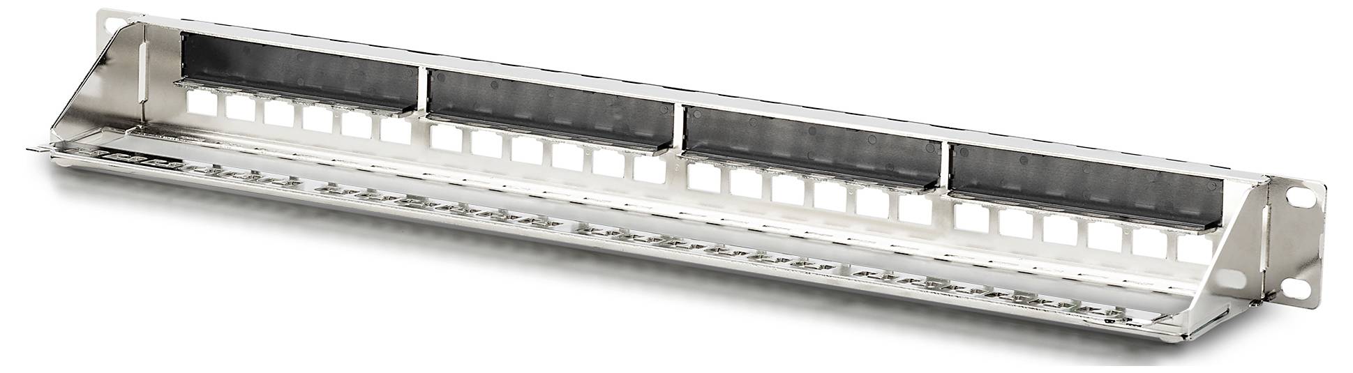 Digitus DN-91411-G 24 Port Patch-Panel 483mm (19") 1 HE Stahl, Verzinkt, Schwarz, Schwarz (RAL 9005), Metall Unbestückt