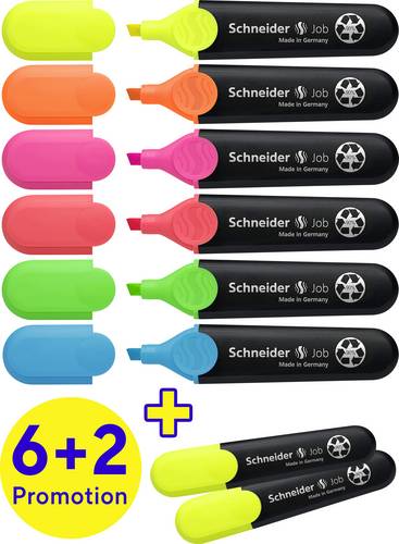 Schneider Schreibgeräte Textmarker Textmarker Job sortiert Karton-Etui 8 Stück Aktion 115068 8 St.