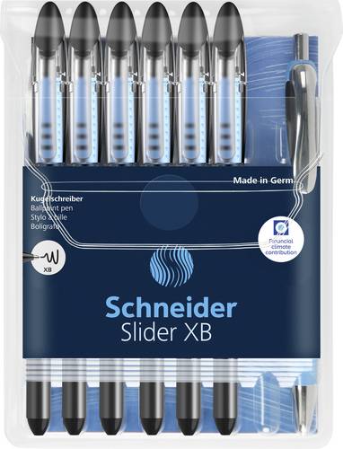 Schneider Schreibgeräte Kugelschreiber Slider Basic XB Rave 6er Etui + Slider Rave XB schwarz 15127