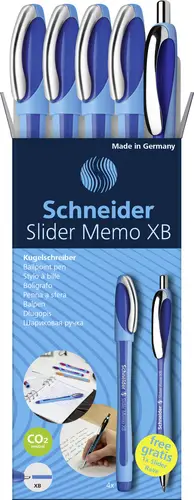Schneider Schreibgeräte Etui 4x Kugelschreiber Memo + 1x Rave blau 150275 Kugelschreiber 5 St.