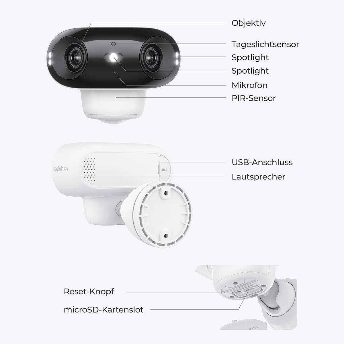Reolink Argus Series B740X BWB4K01W Bluetooth®, WLAN IP Überwachungskamera 5120 x 1440 Pixel