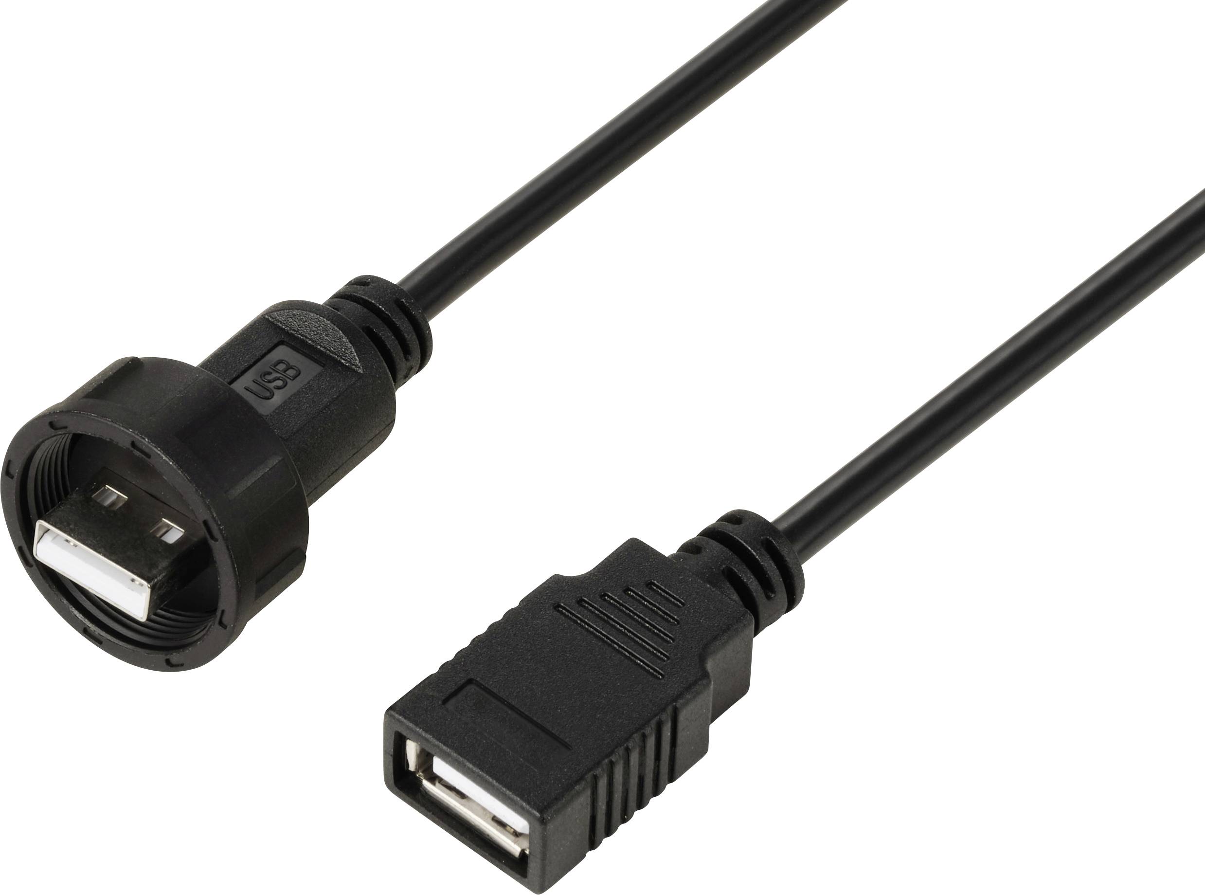 USB-Verlängerungskabel mit männlichem und weiblichem Anschluss. Ideal zum Verlängern von Verbindungen zwischen Geräten.