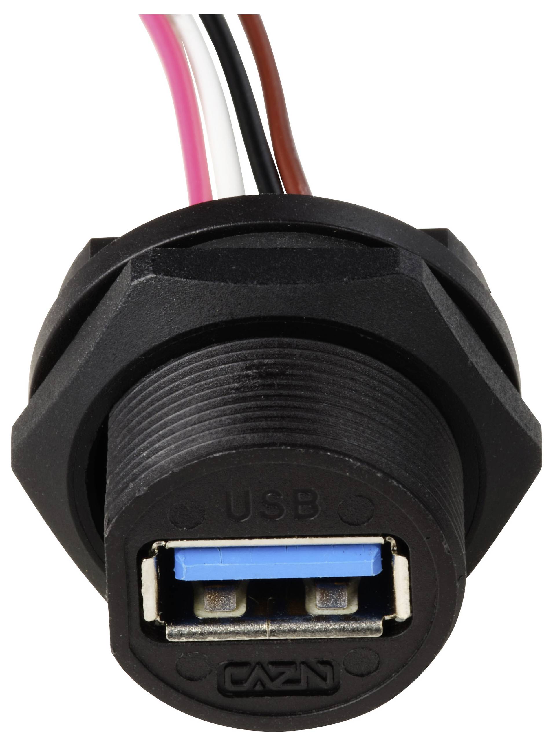 USB 2.0-Buchse für die rückseitige Montage mit Draht IP67 (Gewinde) Kabel 0,1m TC-E13T-FU2-PWF-0.1PV Wasserdichtes