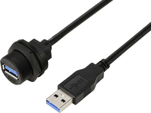 USB 3.0-Buchse auf Stecker, IP67 (Gewinde), Kabel 0,5 m TC-E13T-FU3-PWF/MU3-NWA-0.5PV-S Wasserdichtes Kunststoffkabel TC-13543568