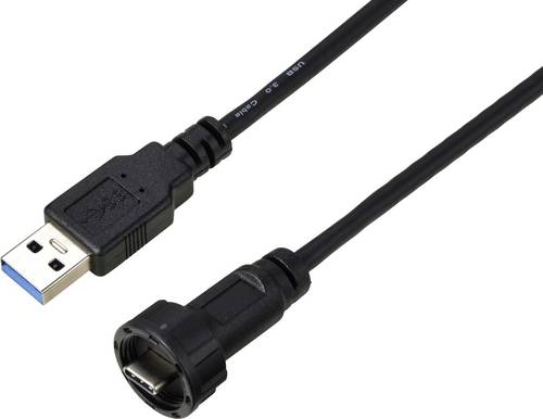 USB-C® 3.0 Stecker auf USB Stecker IP67 (Gewinde) Kabel 0,5 m TC-E10T-MT3-MWA/MU3-NWA-0.5PV-S Wasserdichtes Kunststoffkabel