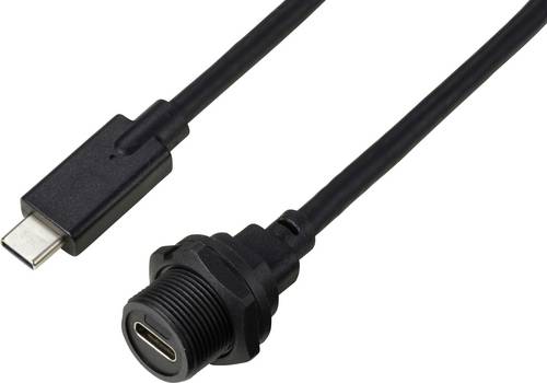 TRU COMPONENTS USB-C 3.1 jack at female IP67 (Gewinde) cable 0,5m