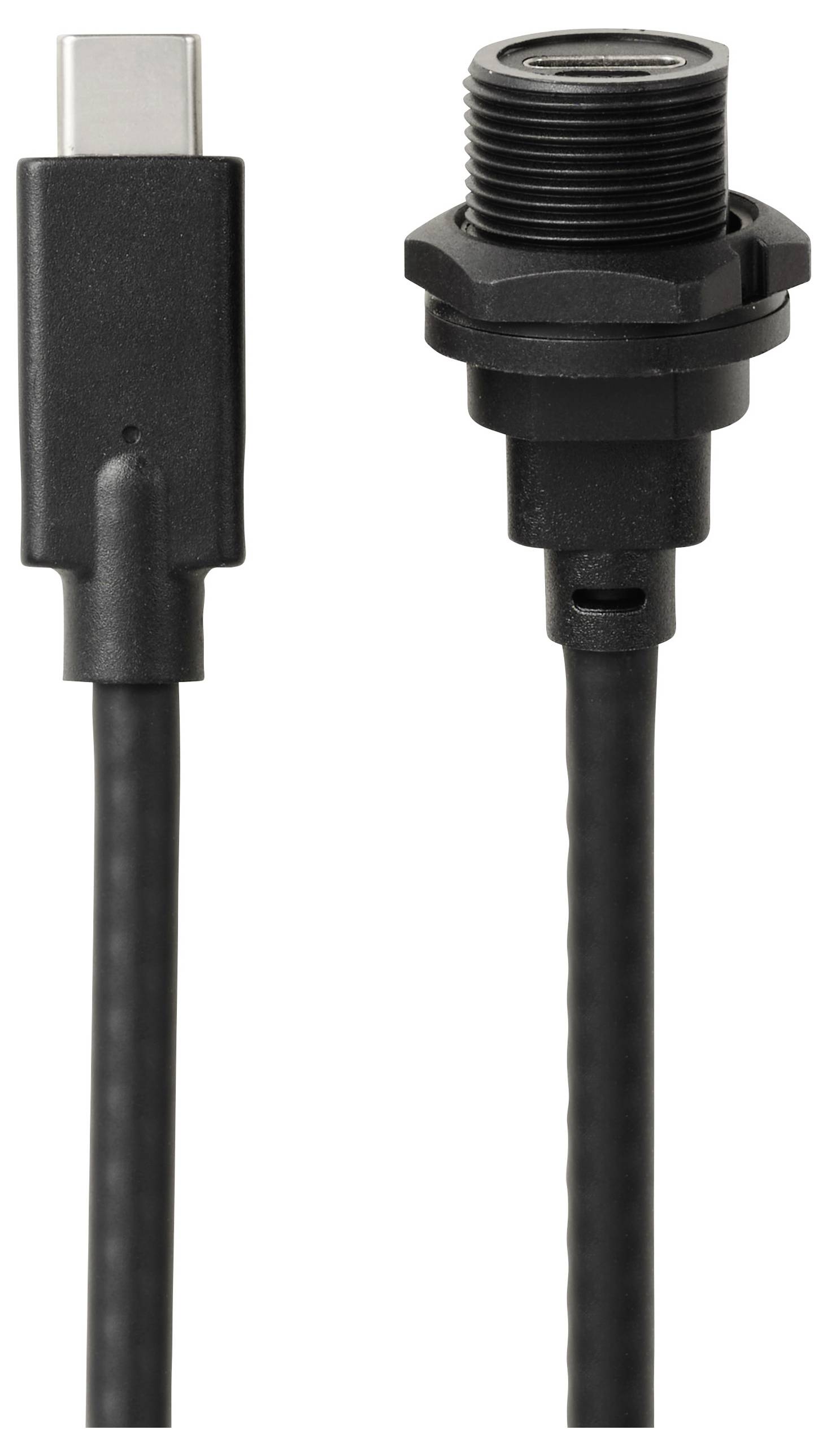 USB-C® 3.1 Stecker auf Buchse IP67 (Gewinde) Kabel 0,5m TC-E10T-FT3.1-PWF/MT3.1-NWA-0.5PV-S Wasserdichtes Kunststoffkabel