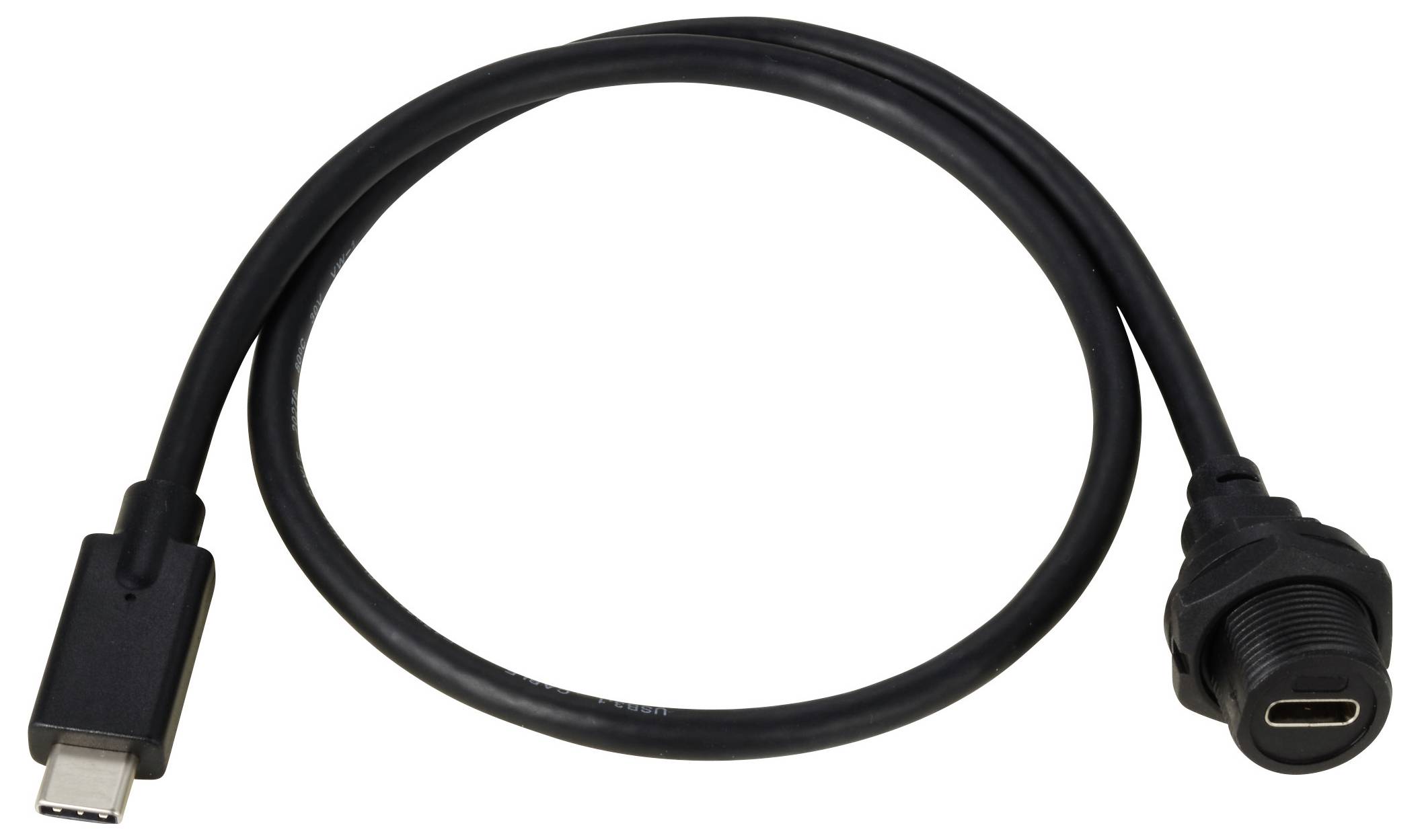 USB-C® 3.1 Stecker auf Buchse IP67 (Gewinde) Kabel 0,5m TC-E10T-FT3.1-PWF/MT3.1-NWA-0.5PV-S Wasserdichtes Kunststoffkabel