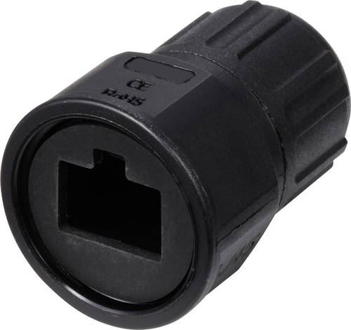 TRU COMPONENTS TC-E13T-MRJ-PRA06 Gerader RJ45-Kunststoffstecker IP67 (mit Gewinde) TC-13543624 Schw