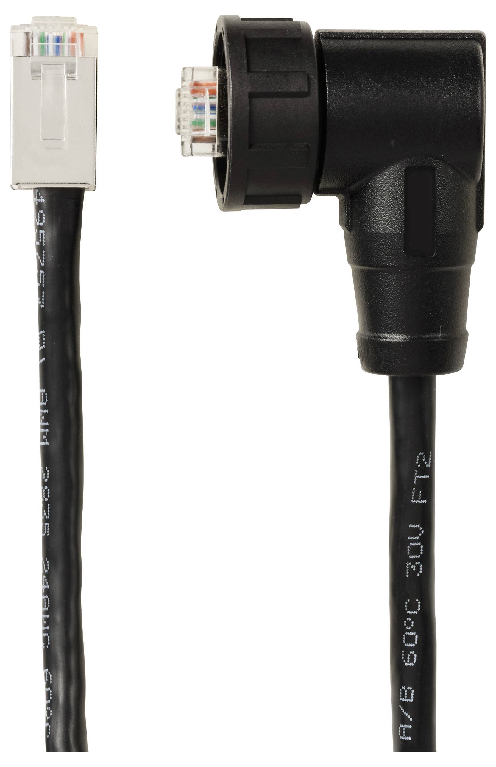 TRU COMPONENTS TC-E13T-MR5-MCD/NCA-0.5PV-S RJ45 rechtwinkliger männlicher IP67 (Gewinde) Kabel CAT5E 0,5m TC-13543636 Polzahl