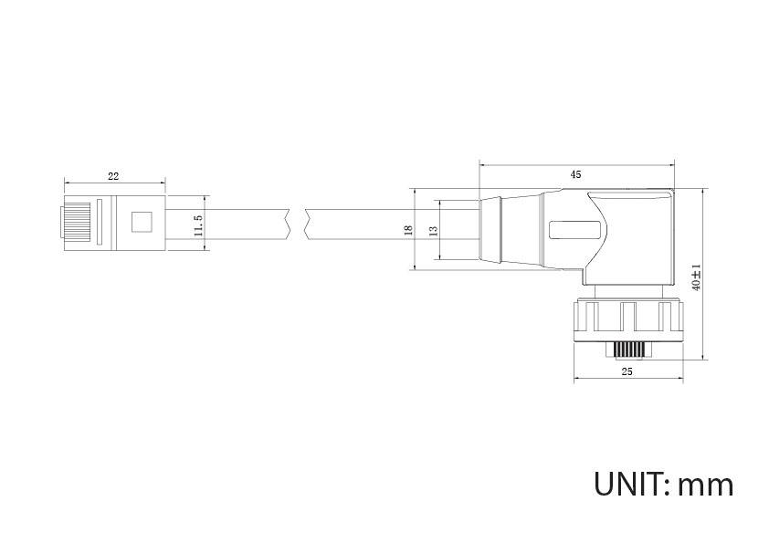 TRU COMPONENTS TC-E13T-MR5-MCD/NCA-0.5PV-S RJ45 rechtwinkliger männlicher IP67 (Gewinde) Kabel CAT5E 0,5m TC-13543636 Polzahl