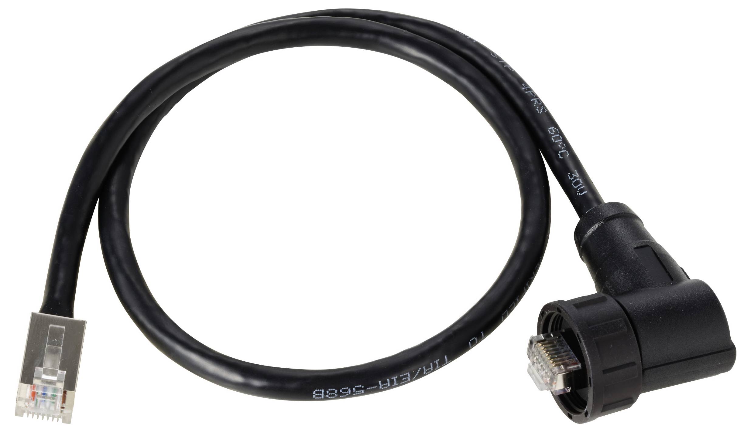 TRU COMPONENTS TC-E13T-MR6-MCD/NCA-0.5PV-S RJ45 rechtwinkliger männlicher IP67 (Gewinde) Kabel CAT6A, 0,5m TC-13543640 Polzahl