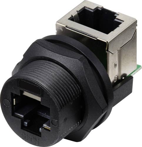 TRU COMPONENTS TC-E13T-FR6-PRF-90 RJ45-Buchse auf Buchse (90°) rückseitig montierte Buchse IP67