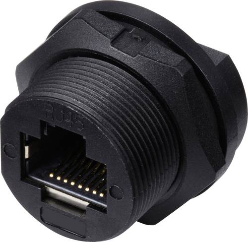 TRU COMPONENTS TC-E13T-FR6-PPF RJ45-Buchse für rückseitige Montage auf Leiterplatten IP67 (mit Gewi