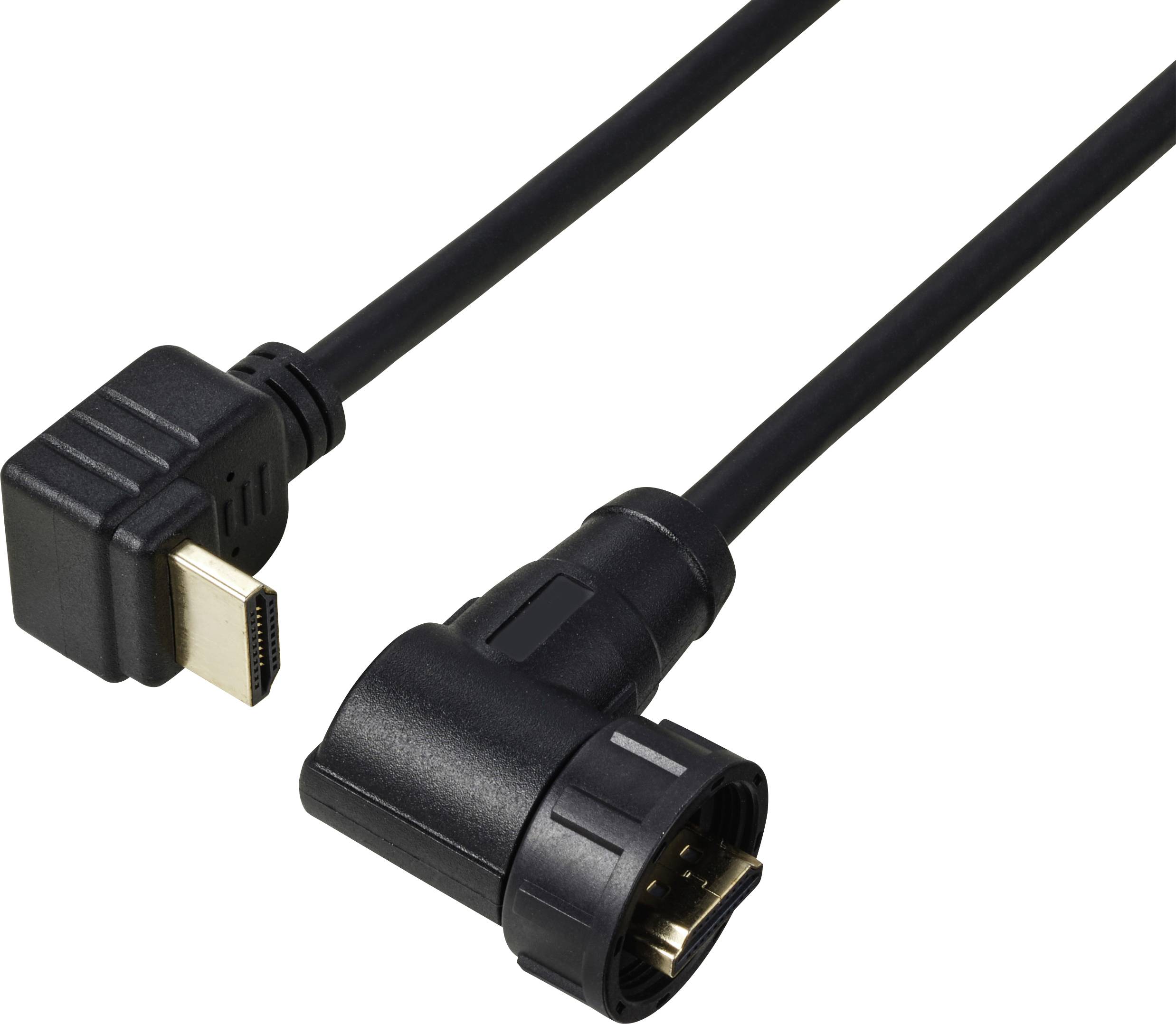 HDMI-Kabel mit gewinkeltem Stecker für einfache Verbindung bei beengten Platzverhältnissen, z.B. hinter Fernsehern oder Monitoren.