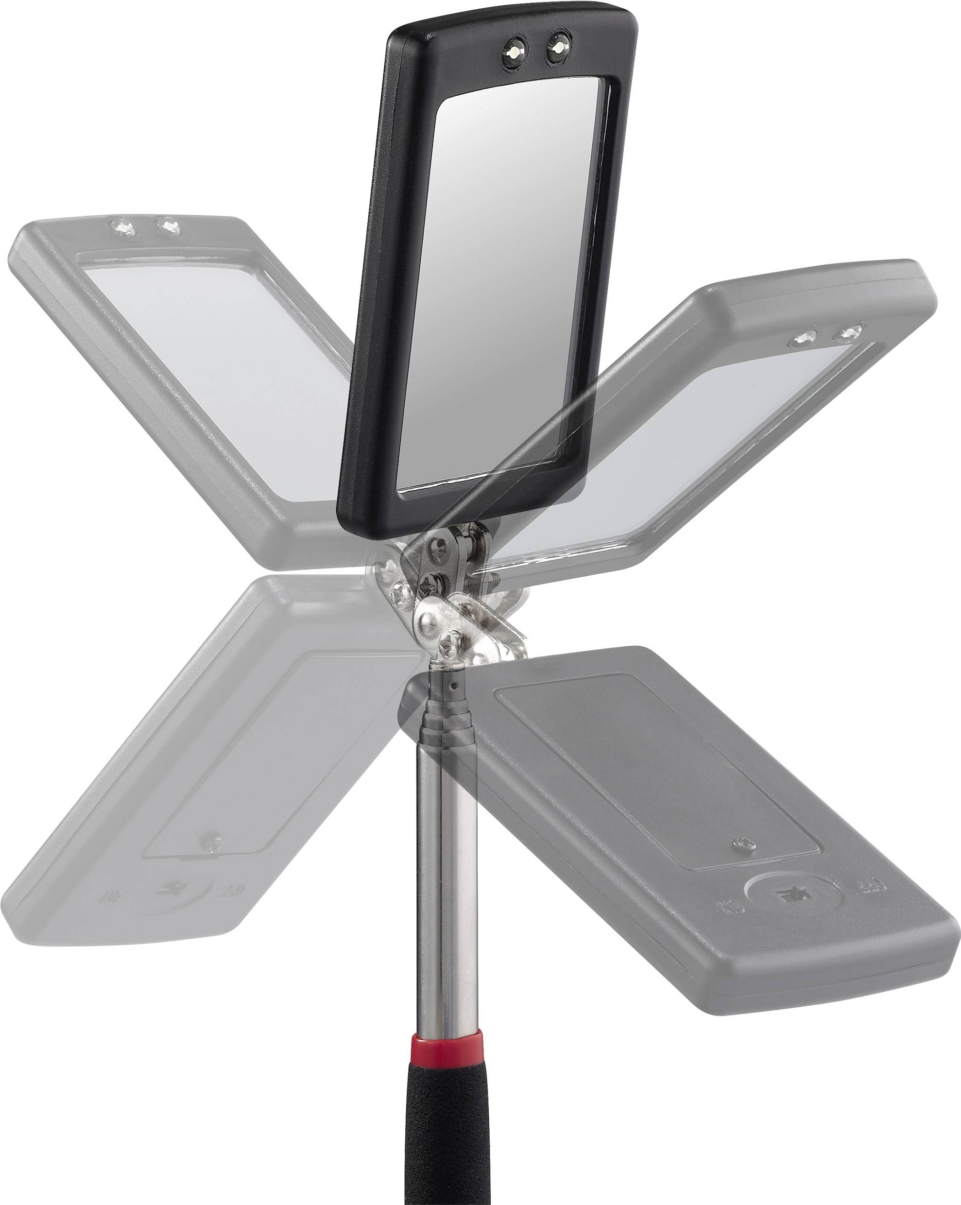 TOOLCRAFT Inspektionsspiegel mit Beleuchtung, ausziehbar Spiegel-Größe: (B x H) 50mm x 80mm