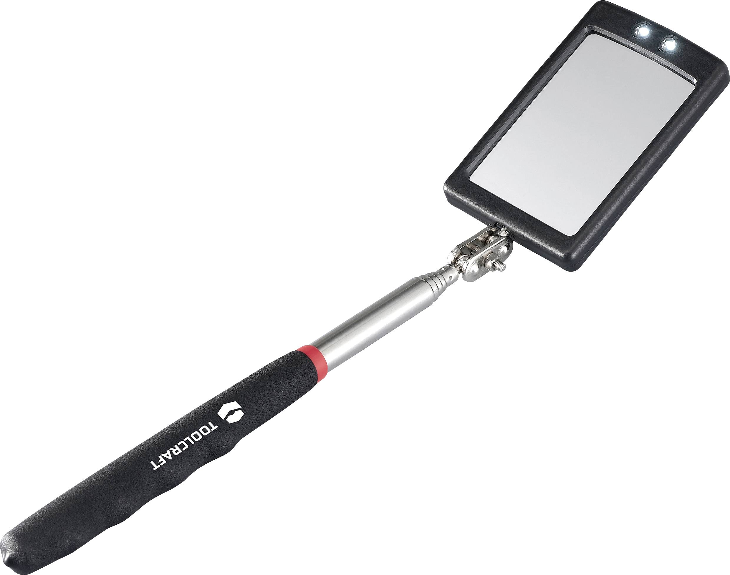 TOOLCRAFT Inspektionsspiegel mit Beleuchtung, ausziehbar Spiegel-Größe: (B x H) 50mm x 80mm