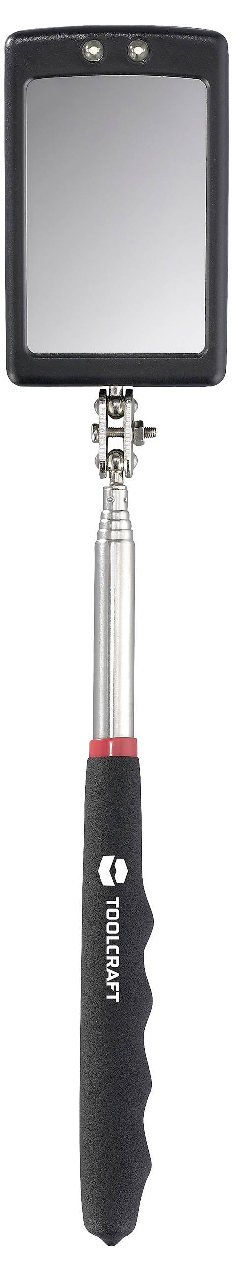 TOOLCRAFT Inspektionsspiegel mit Beleuchtung, ausziehbar Spiegel-Größe: (B x H) 50mm x 80mm