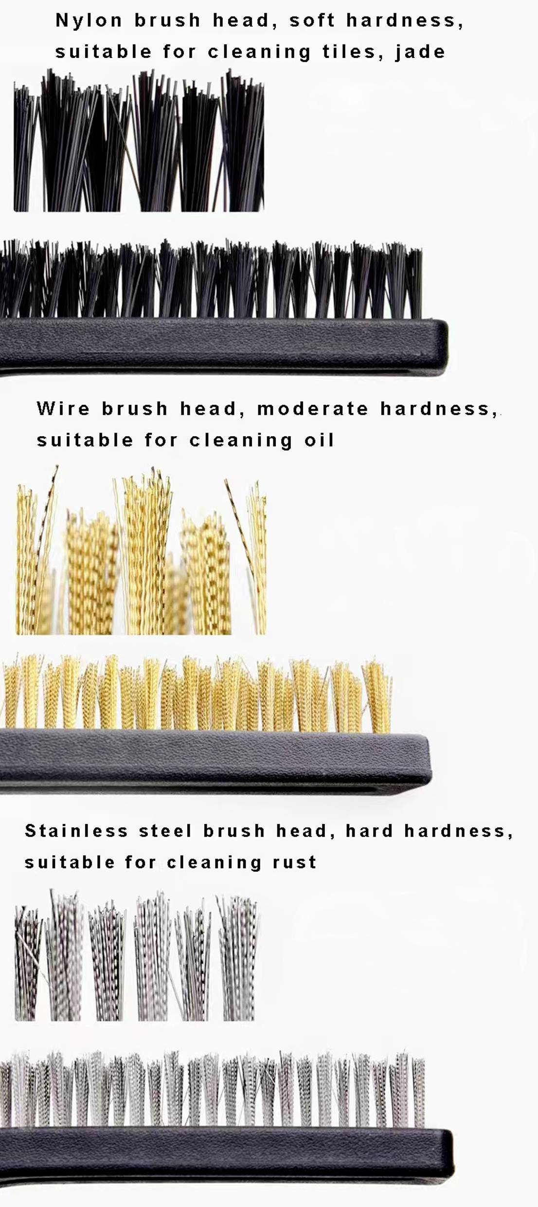 TOOLCRAFT Drahtbürste Edelstahl, Nylon, Messing 170mm 1 Set