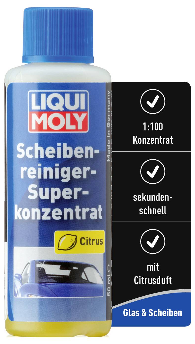 'LIQUI MOLY Scheibenreiniger-Superkonzentrat', 1:100 Konzentration, Citrusduft, reinigt Glas und Scheiben schnell und effizient.