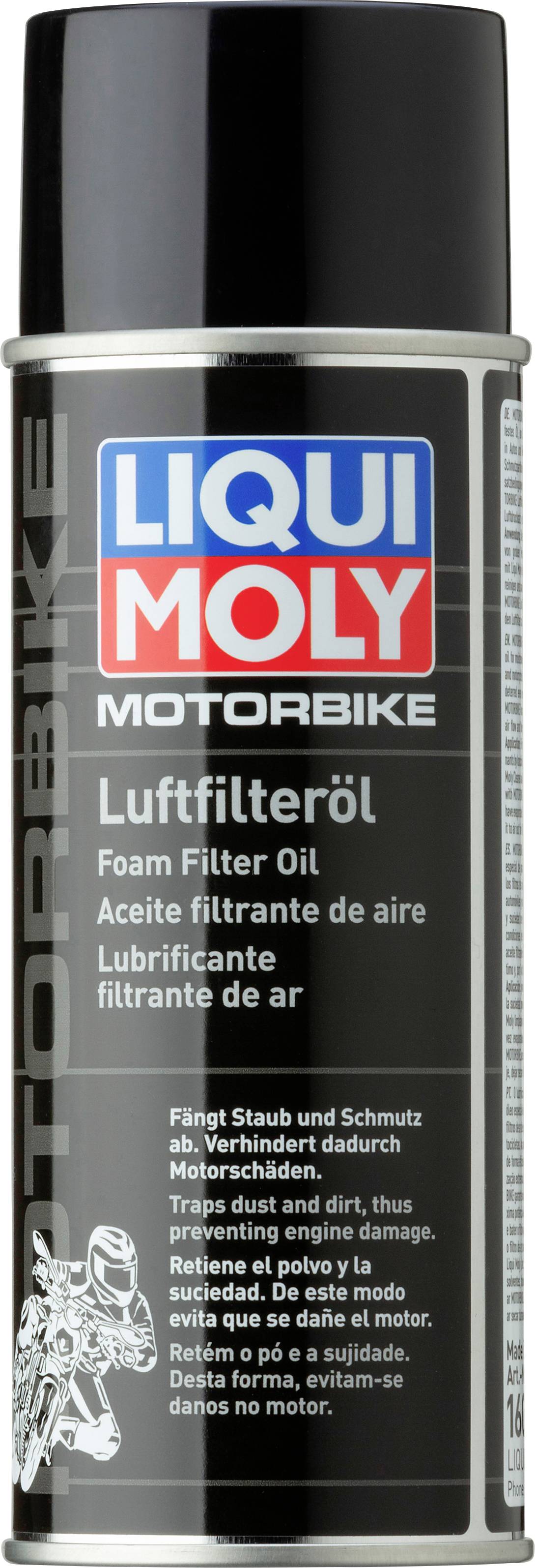 Dose Liqui Moly Motorbike Luftfilteröl, schaumiger Luftfilteröl zum Auffangen von Staub und Schmutz, reduziert Motorverschleiß.