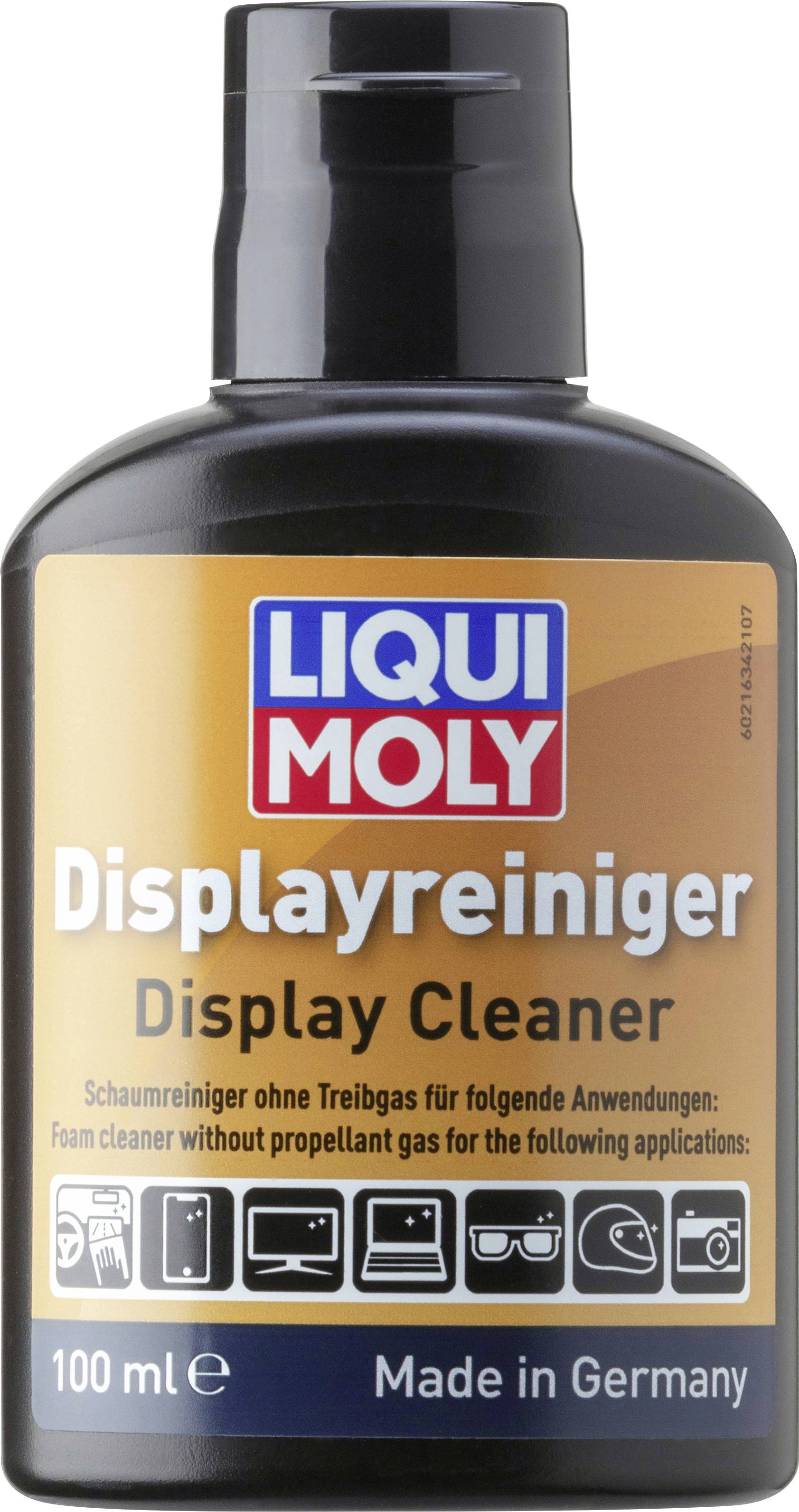 Flasche Liqui Moly Displayreiniger, 100 ml, für Bildschirme geeignet, hergestellt in Deutschland.