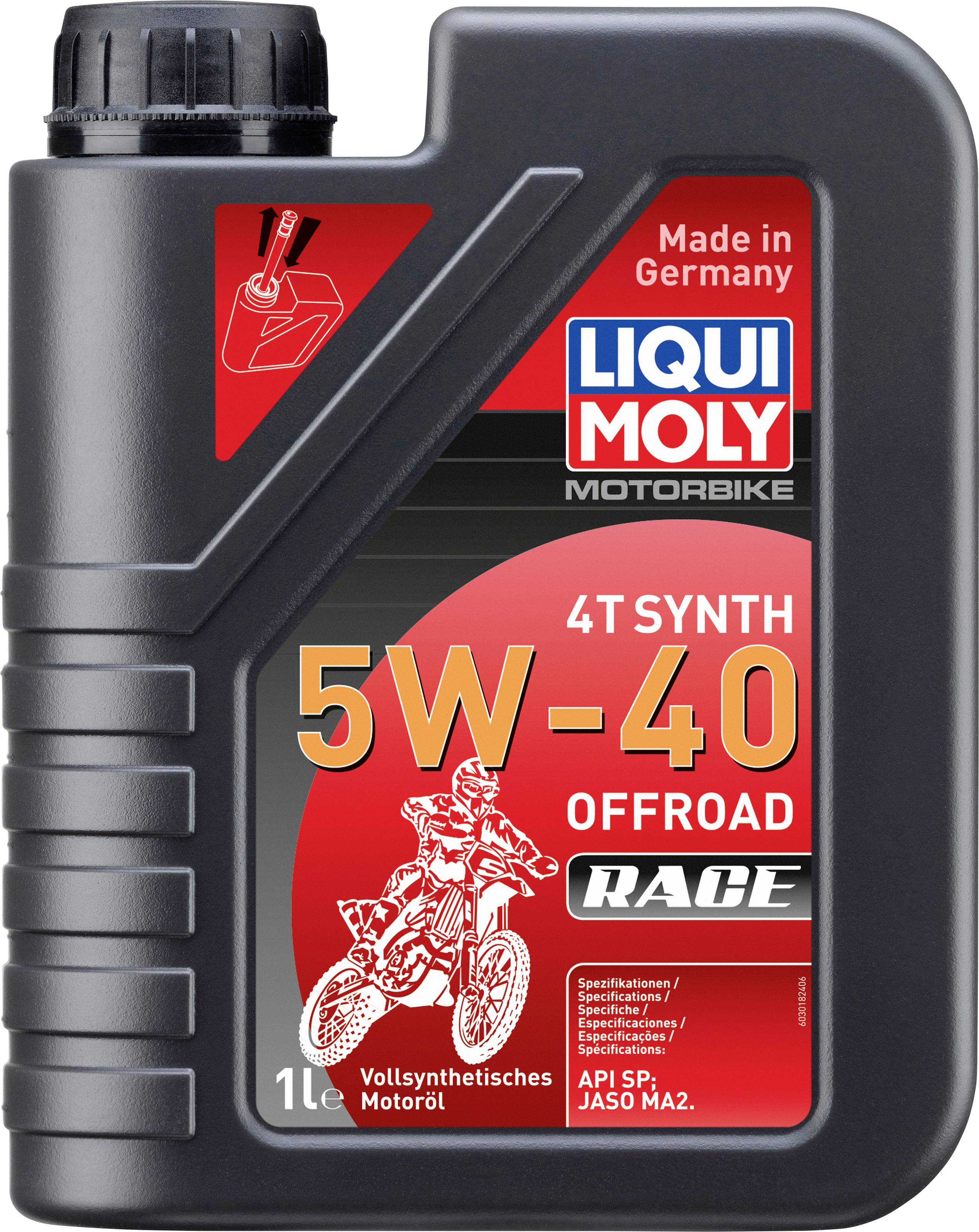 Kanister mit 1 Liter vollsynthetischem Motoröl 'LIQUI MOLY 5W-40 4T SYNTH OFFROAD RACE'. Made in Germany. Geeignet für Motorcross.