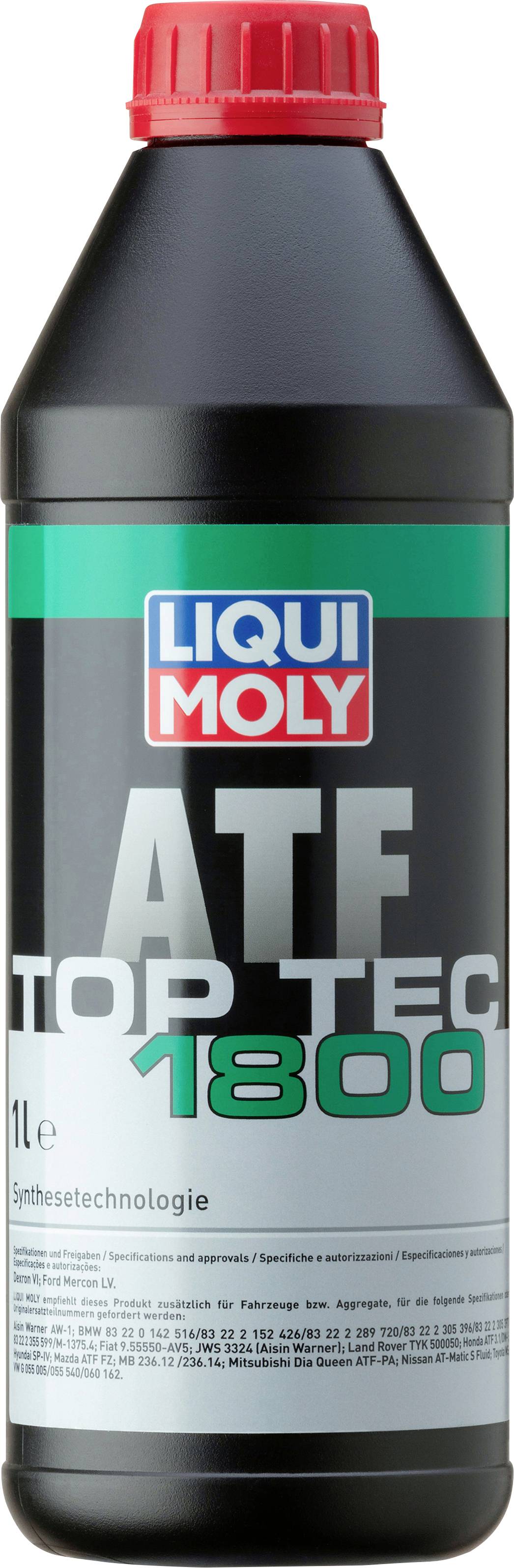 'LIQUI MOLY ATF Top Tec 1800' Ölflasche mit rotem Deckel, 1 Liter. Synthetische Technologie für Automatikgetriebe.