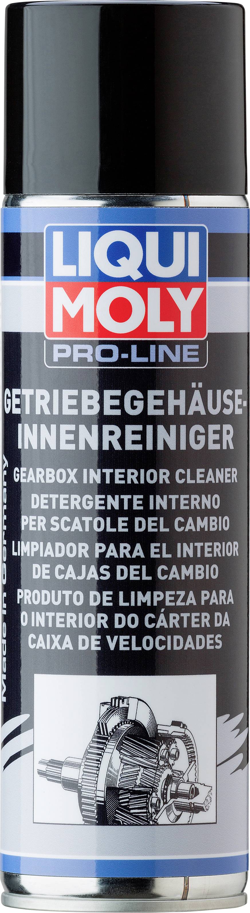 Dose mit Getriebegehäuse-Innenreiniger von Liqui Moly. Enthält Anweisungen in mehreren Sprachen. Eignet sich zur Reinigung von Getrieben.