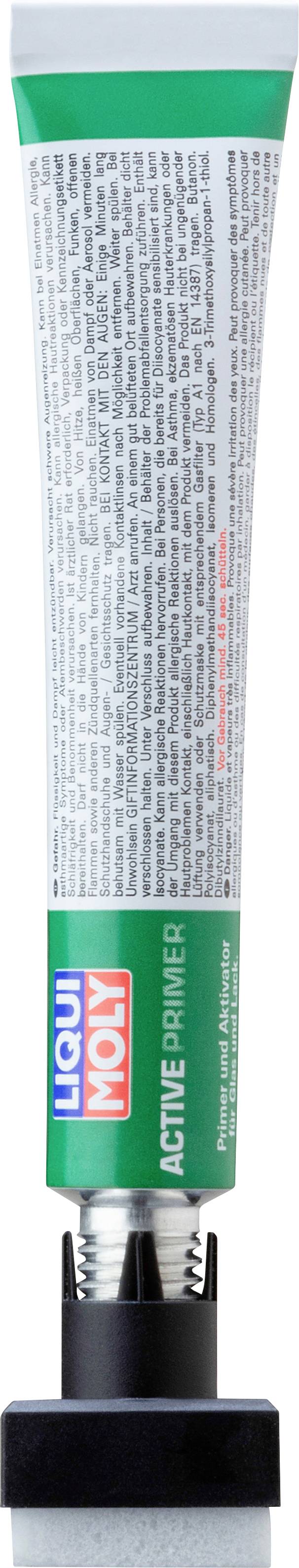 Eine Tube Liqui Moly Montagepaste mit grün-rotem Etikett und detailliertem Anwendungshinweis auf der Rückseite.