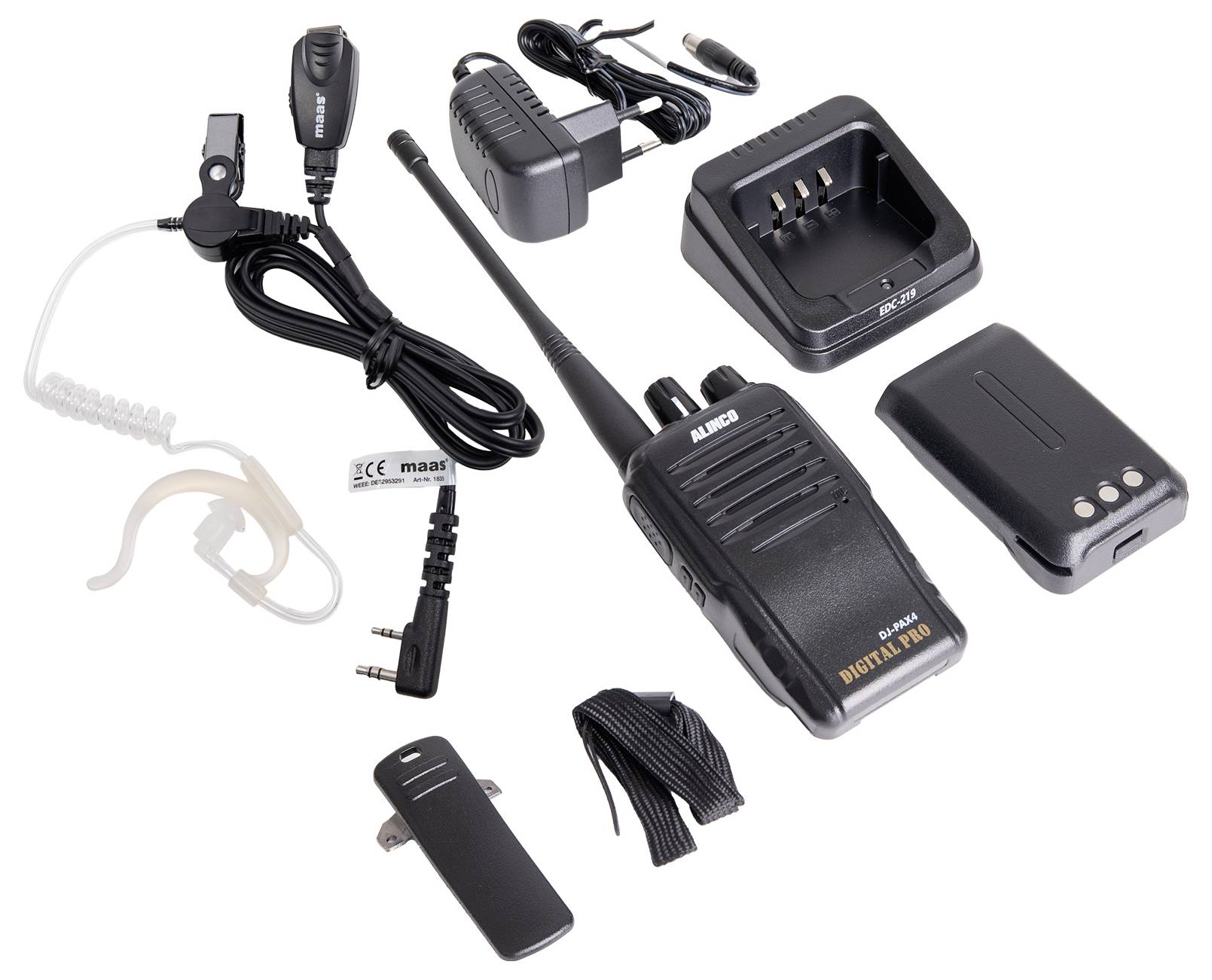 Alinco Team-Set DJ-PAX-4 + KEP-24-VK 150097 PMR-Handfunkgerät 5er Set