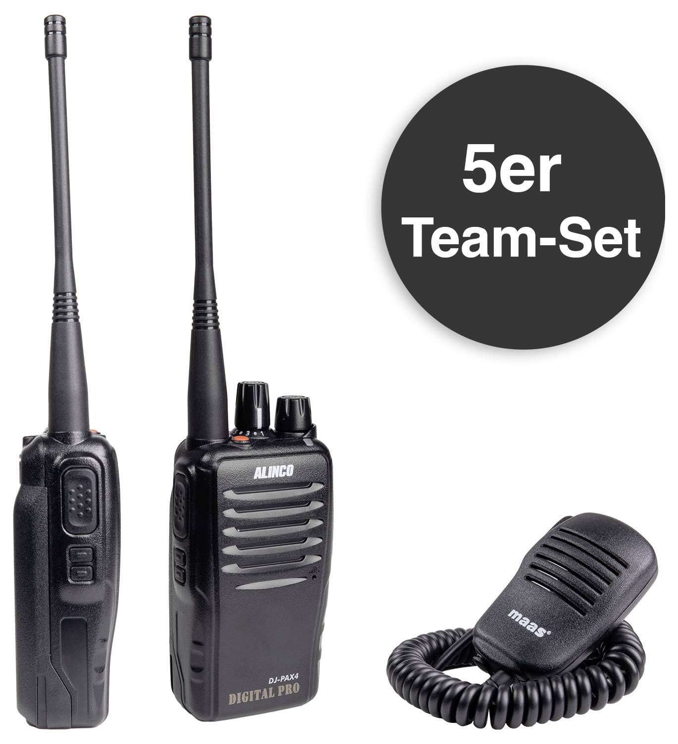 Alinco Team-Set DJ-PAX-4 + KEP-360-K 150098 PMR-Handfunkgerät 5er Set
