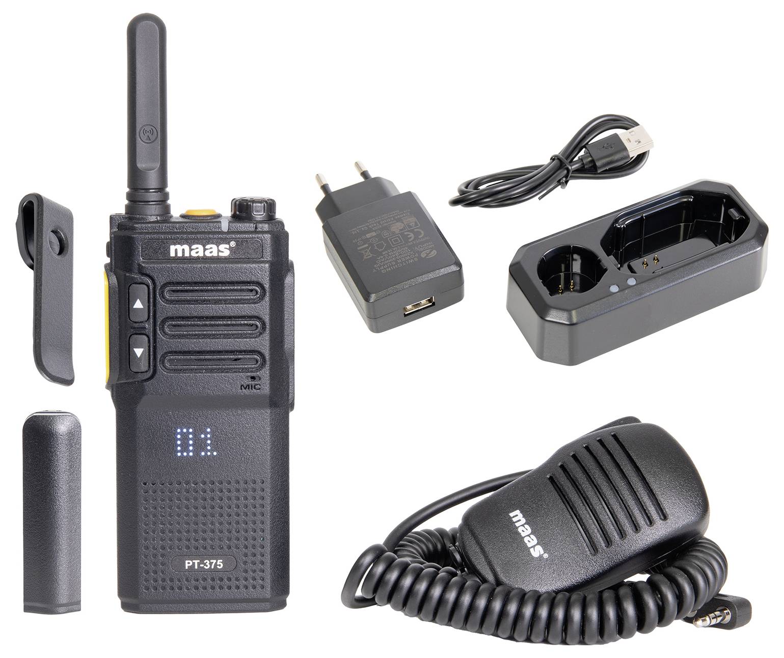 MAAS Elektronik Team-Set PT-375 KEP-360-K 150112 PMR-Handfunkgerät 5er Set