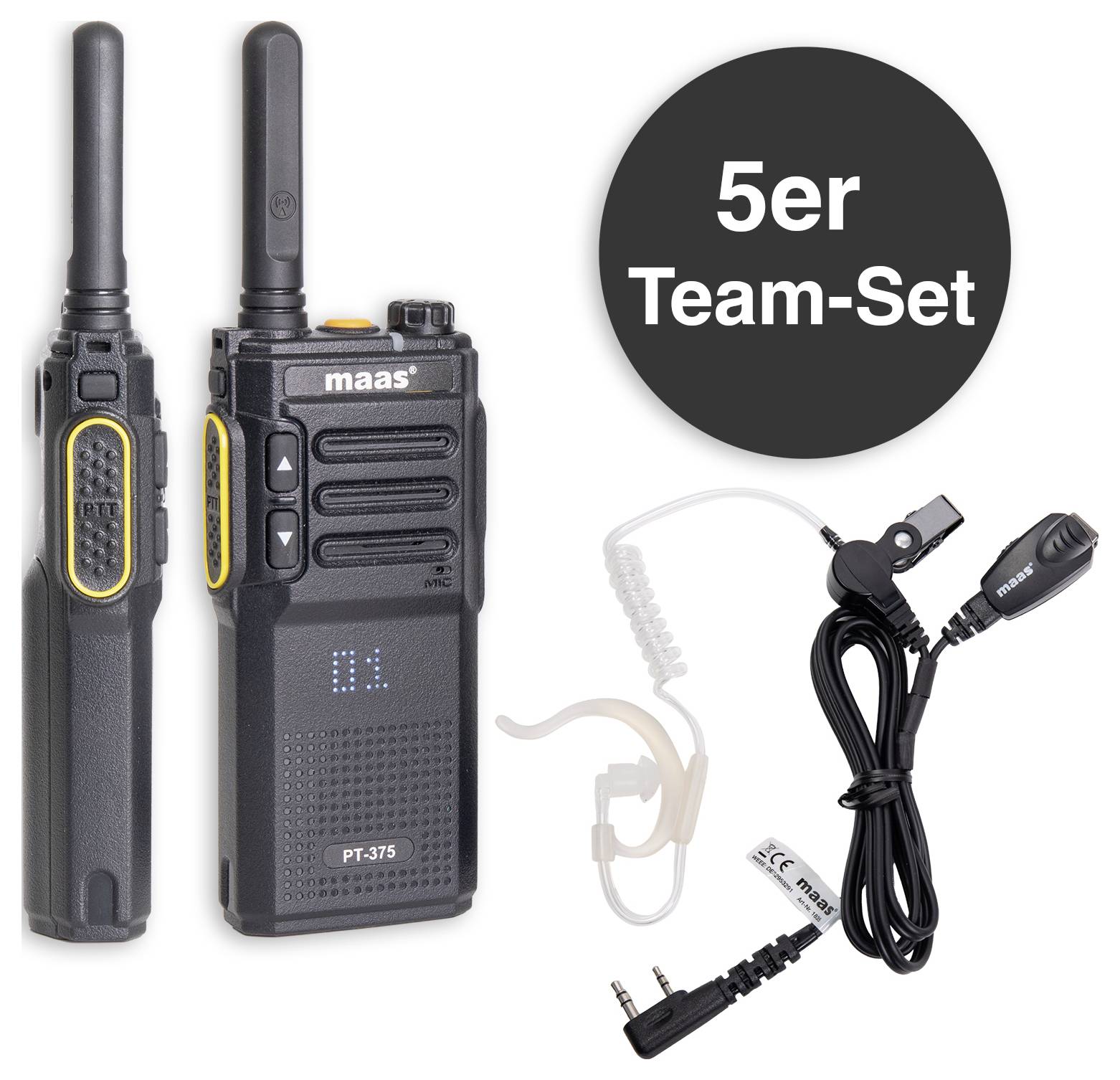 MAAS Elektronik Team-Set PT-375 KEP-24-VK 150113 PMR-Handfunkgerät 10er Set