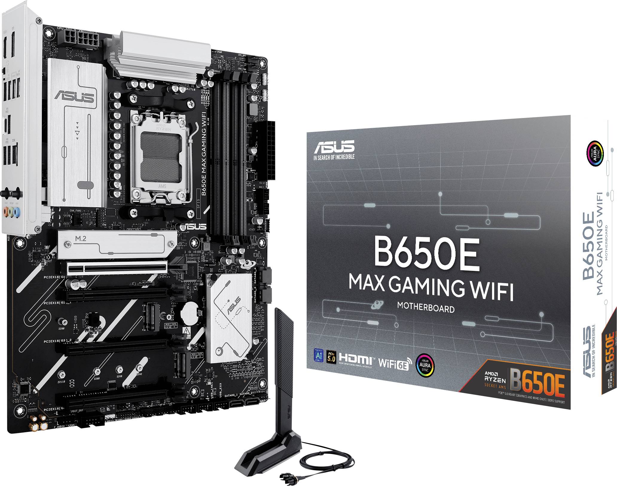 Asus MB B650E MAX GAMING WIFI Mainboard Sockel (PC) AMD® AM5 Formfaktor (Details) ATX Mainboard-Chipsatz AMD® B650