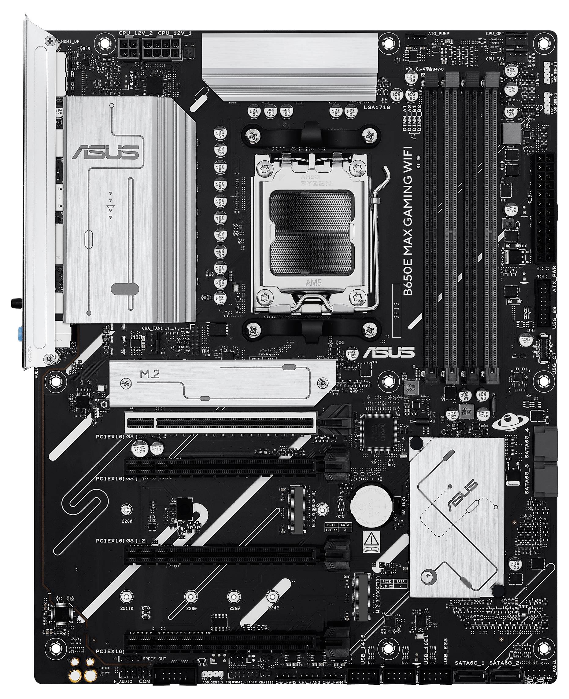 Asus MB B650E MAX GAMING WIFI Mainboard Sockel (PC) AMD® AM5 Formfaktor (Details) ATX Mainboard-Chipsatz AMD® B650