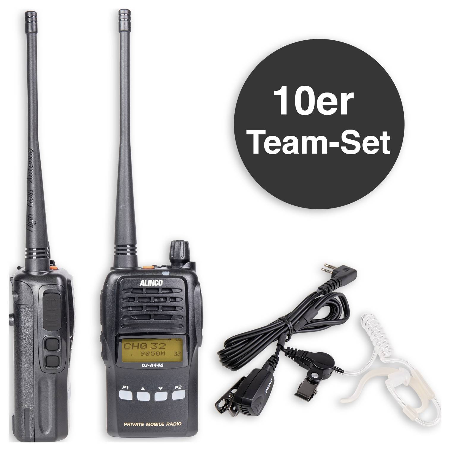 Alinco Team-Set DJ-A-446 KEP-24-AL 150107 PMR-Handfunkgerät 10er Set