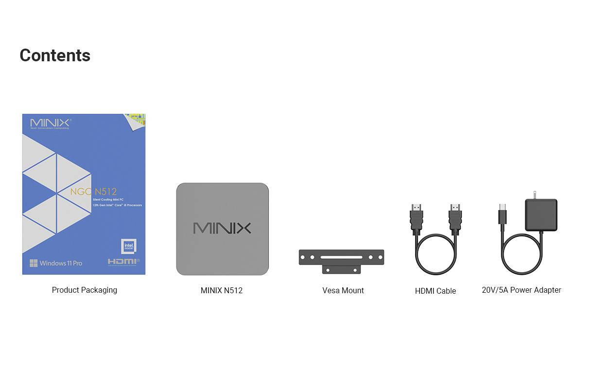 Minix Mini PC Intel® Core™ i5 12600H 4.5GHz 16GB RAM 512GB SSD Intel Iris® Xe Graphics Win 11 Pro NGC N512