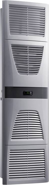 Ein grauer elektrischer Radiator mit mehreren Lüftungsschlitzen, geeignet für die Beheizung von Wohnräumen.