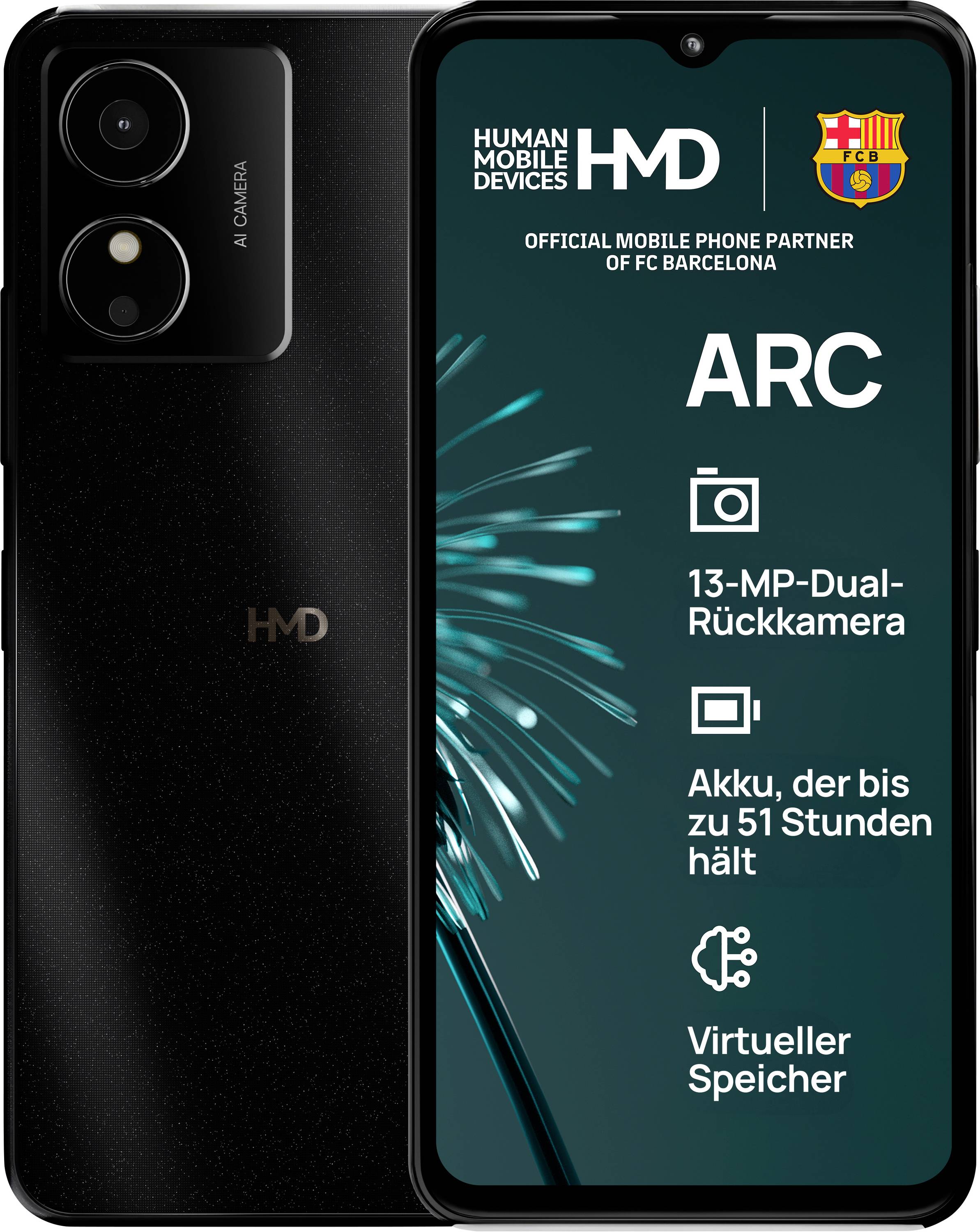 HMD Arc 64 GB Schwarz 16.6 cm (6.52 Zoll) Smartphone