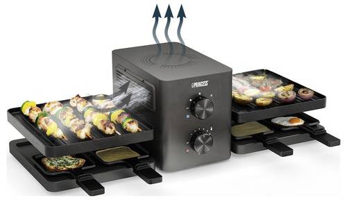 Princess Purify Raclette 8 Pfännchen, Antihaftbeschichtung, Überhitzungsschutz, mit Luftabsaugung S