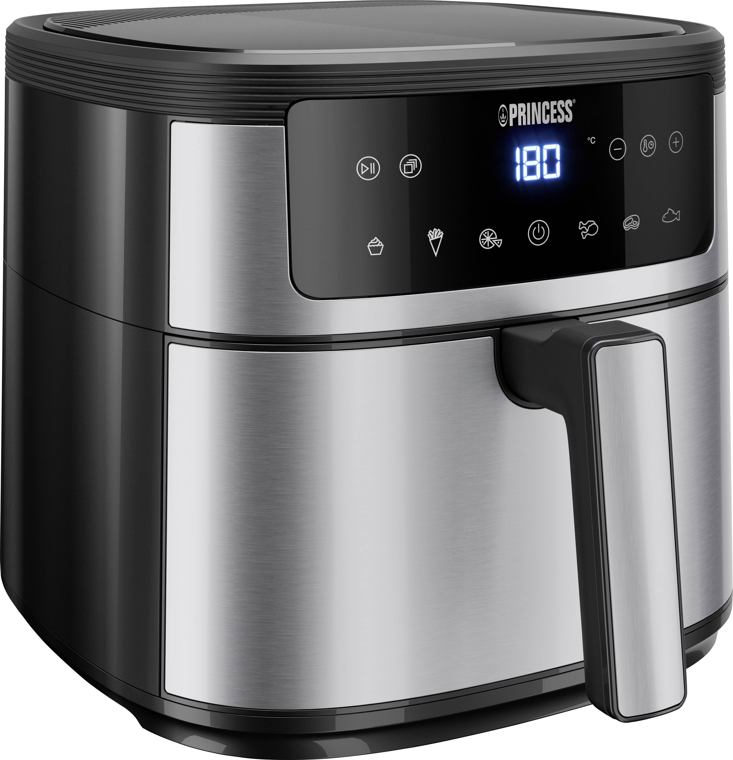 Princess Airfryer Heißluft-Fritteuse 6 l 1500 W mit Display, Antihaftbeschichtung, Timerfunktion, B